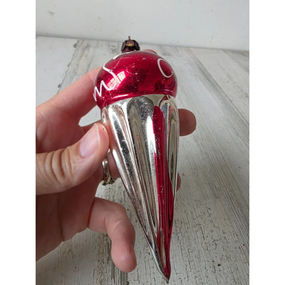 Antique Mercury ice cream cone ornament red Xmas tree parachute